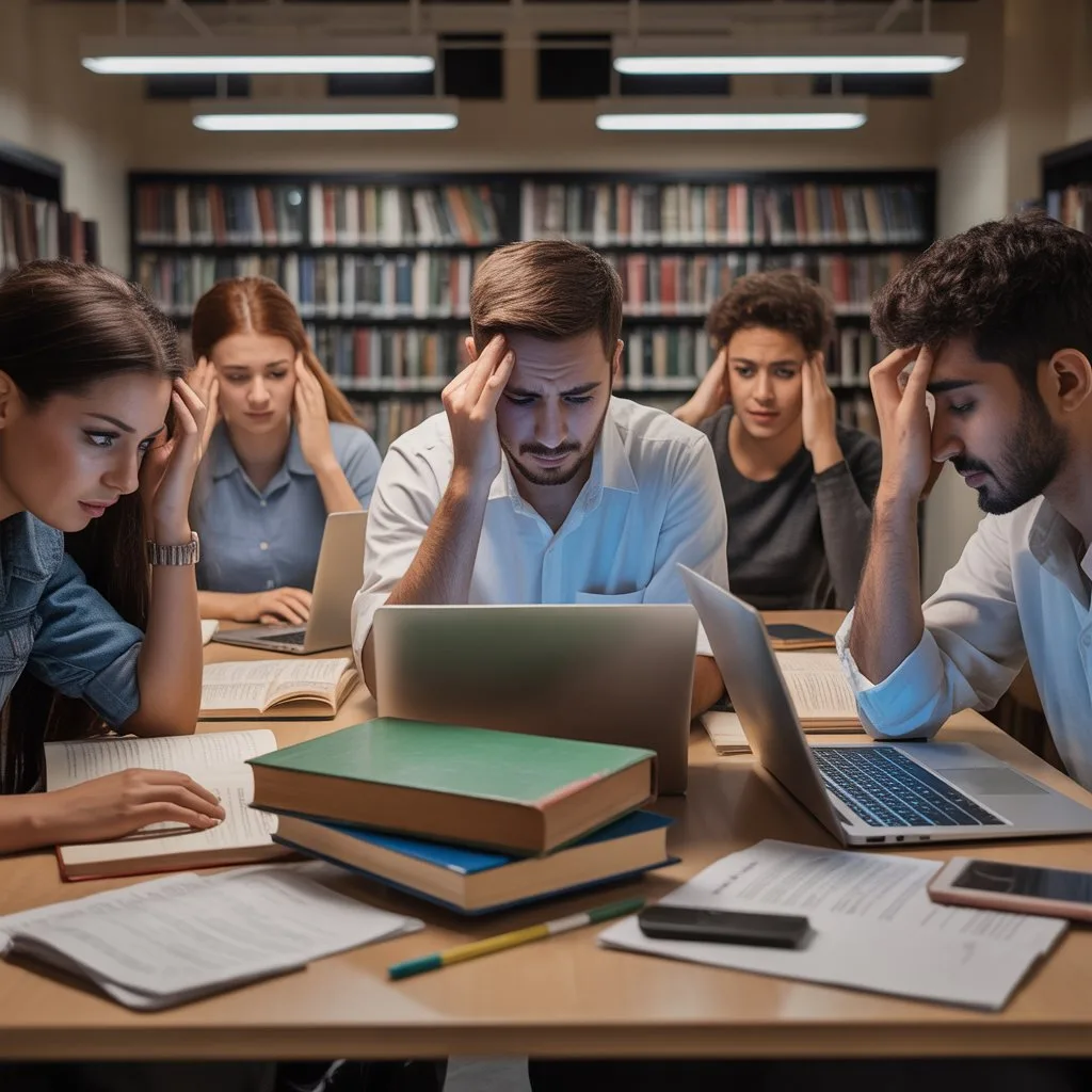 UAE university students struggling with assignments due to academic pressure, time management, and language barriers